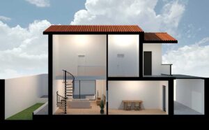 Sección longitudinal del proyecto de Vivienda unifamiliar en Tenerife por SimARQUITECTURA